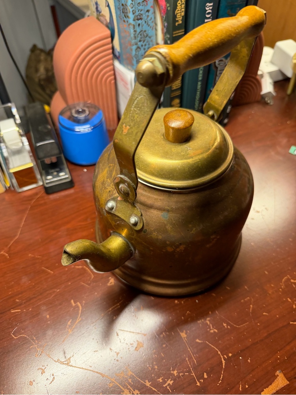 Vintage Solid Copper Tea Kettle - Made in Portugal - Farmhouse Decor